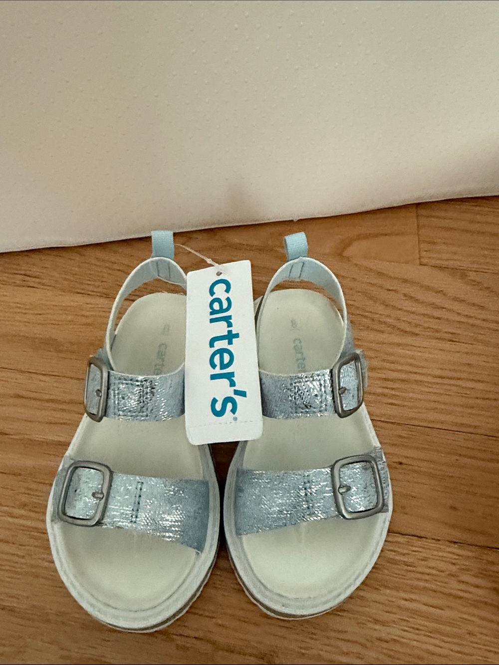 NWT Carter's Clarice Silver Glitter Double-Buckle Girls' Sandals